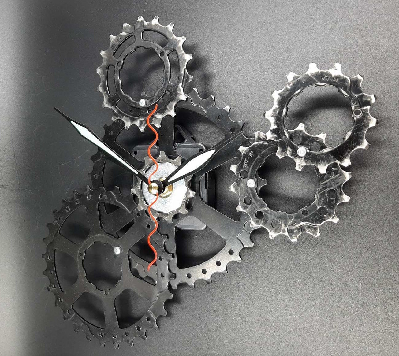 CLXEAST Large Wall Clock with Real Moving Gears, Industrial