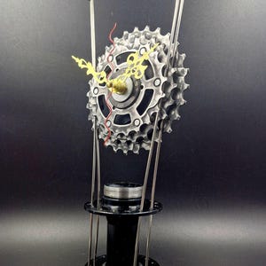 Bike clock, Desk clock, Gift for cyclist, Recycled bike gear clock, Office clock, Steampunk desk clock, Bicycle clock, Handmade clock