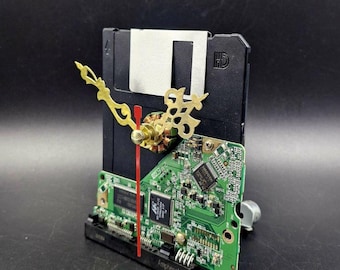 Recycled Floppy Disk Clock: Handmade Computer Geek Desk Decor