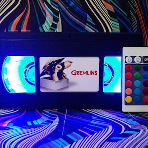 Retro VHS Lamp: &#39;Gremlins&#39; Movie, Color-Changing LED, USB Powered
