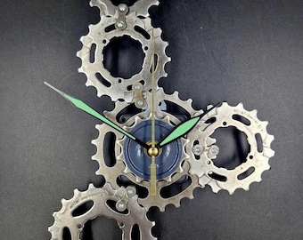 Relógio de bicicleta reciclado: decoração de parede steampunk, presente para ciclista