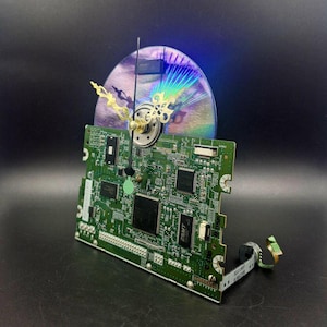 Recycled Computer Part Table Clock: Geek Tech Office Decor