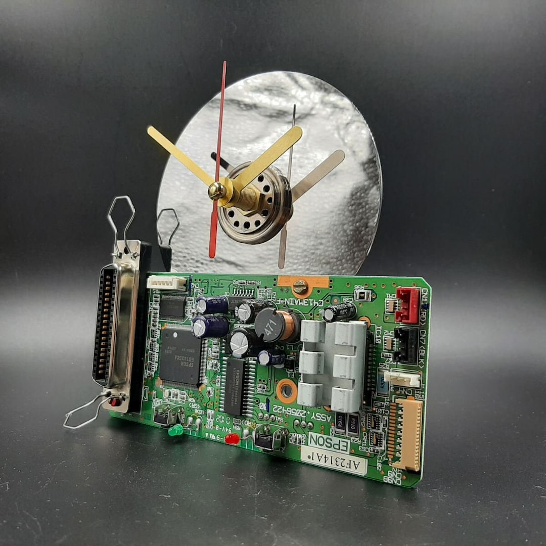Reused Computer Part Clock Recycled Computer Part Clock: Handmade Tech Steampunk Desk Decor - Etsy