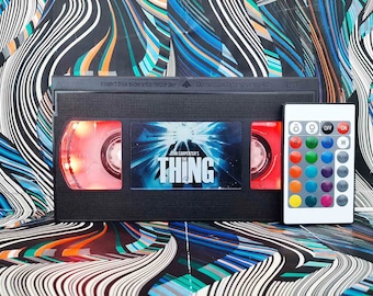 Retro 'The Thing' VHS Lamp: Upcycled Horror Movie Decor