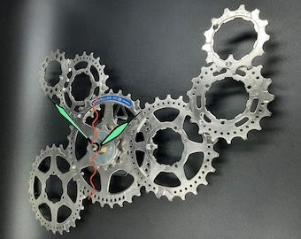 Bike wall clock, Steampunk clock, Gift for cyclist, Recycled bike gear clock, Office clock, Handmade clock, Bike parts, Bicycle clock