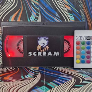 Retro VHS Lamp, 80s, 90s, Birthday gift, Christmas, Halloween, Gift for baby, Movie poster, Horror movie, Office accessory, Blockbuster