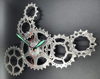 Gift for cyclist  Wall clock Recycled bicycle parts Mountain biker  Steampunk decor Handmade clock Gift boyfriend Bike clock Gift for father