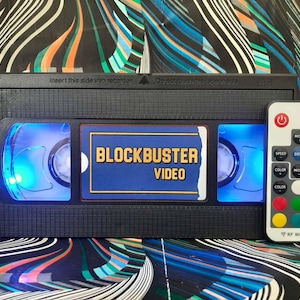 Retro VHS Lamp: Recycled Cassette LED Light with Remote