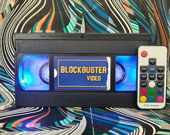 Retro VHS Lamp: Recycled Cassette LED Light with Remote