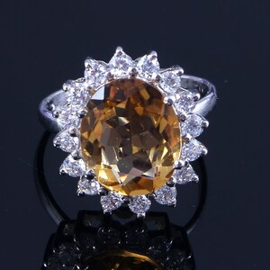 Bague En Argent 925 Avec Citrine Naturelle - Solitaire Ovale - Taille 6.5 (autres Tailles Dispo) - Fait Main