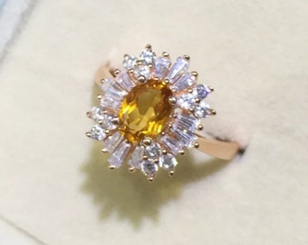 Citrine Ring Natural Citrine Silver Jewelry Ring Wedding - Etsy