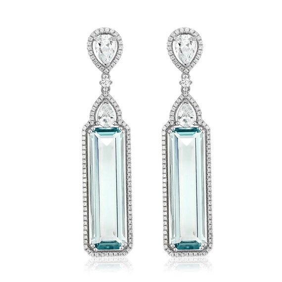 Silber Aquamarin Schneeflocke Ohrringe Tropfen Ohrringe Weihnachtsgeschenke√
