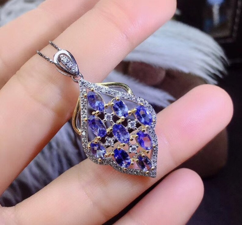 Oval Cut Pendent Woman Pendant Engagement Pendent Natural Tanzanite Pendant Tanzanite Silver Pendent Luxury Pendent Pendant Necklace