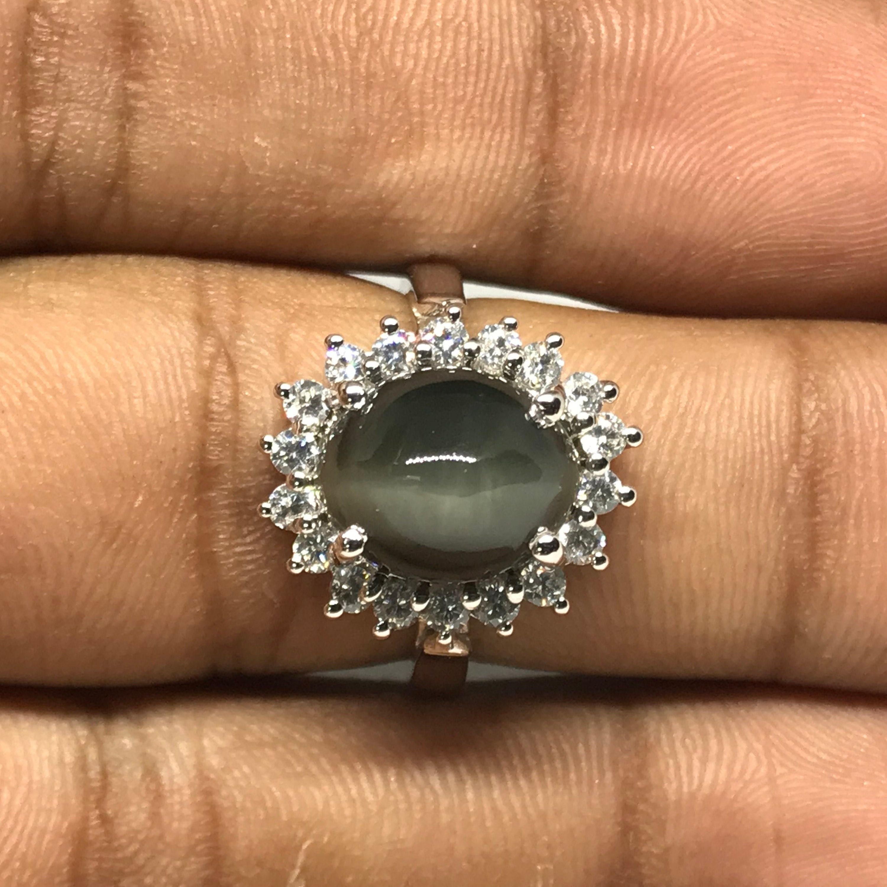 Gem Cats-Eye Chrysoberyl Diamond Platinum Ring – jeweleretteandco