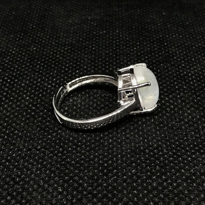 White Rainbow Engagement Ring 925 Sterling Silver Natural White Rainbow Ring Luxury Ring RingBand Wedding Ring Oval Cabution Ring