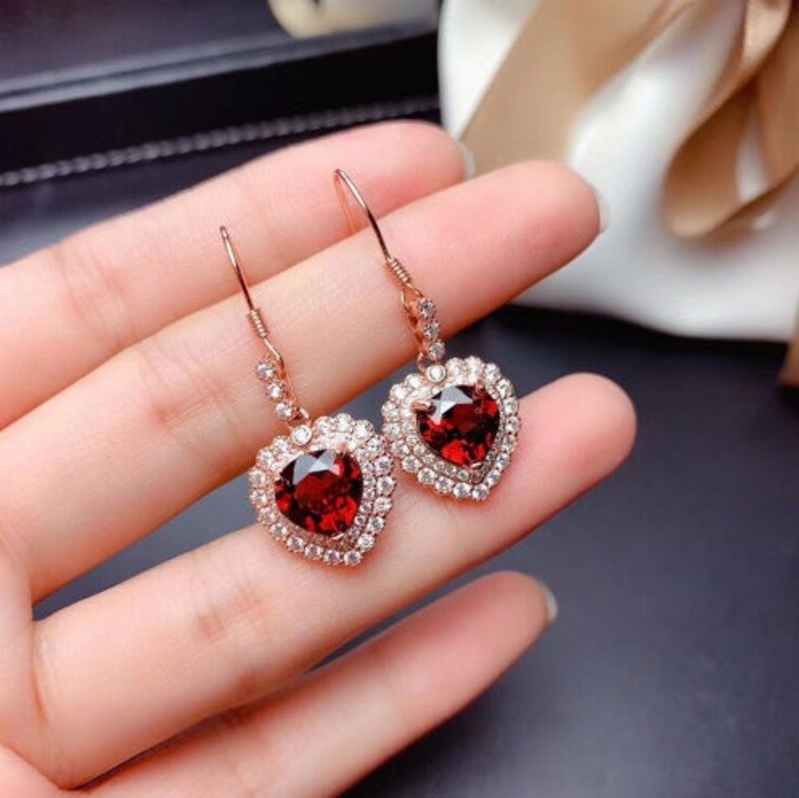 Natural Red Jewelry Set Engagement Ring Red Etsy