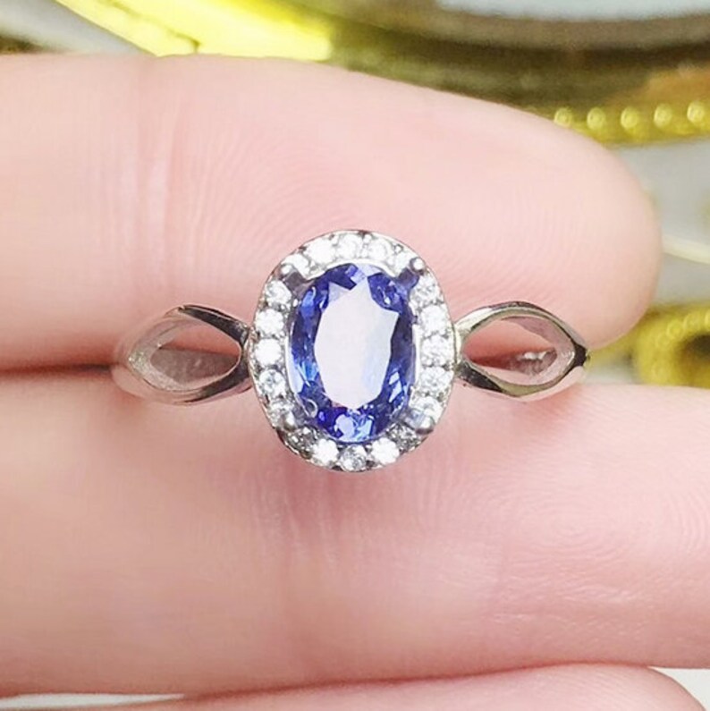 luxury Ring Oval cut Ring Natural Tanzanite Ring,925 Sterling Sliver,Engagement Ring,Wedding Ring solitaire Ring
