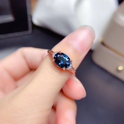 Natural Blue Topaz Ring, 925 Sterling Silver, Topaz Engagement Ring, Topaz Ring, Wedding Ring, Topaz shops Luxury Ring,Ring/Band, Oval Stone Ring