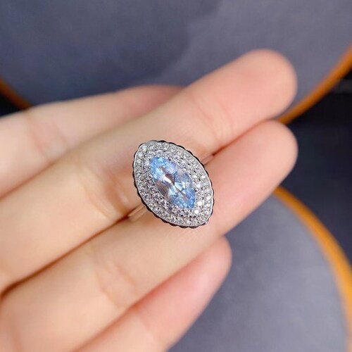 Natural Aquamarine Ring, 925 shops Sterling Silver, Aquamarine Ring, Engagement Ring, Wedding Ring, Luxury Ring, Ring/Band, Marquise Cut Ring