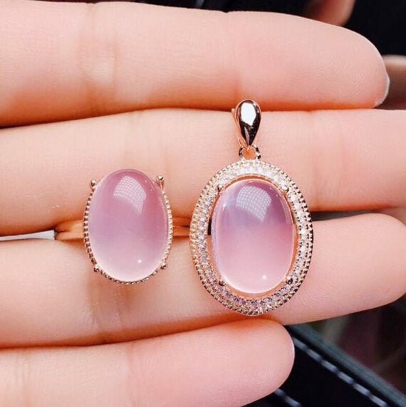 Rose quartz jewelry set best sale