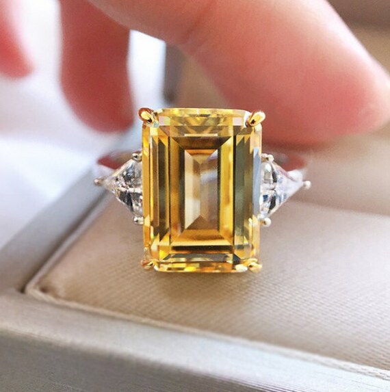 Bague saphir rose bague citrine bague femme en argent sterling 925 bague fantaisie bague de fiancailles et de mariage bague de luxe bague taille emeraude Etsy France