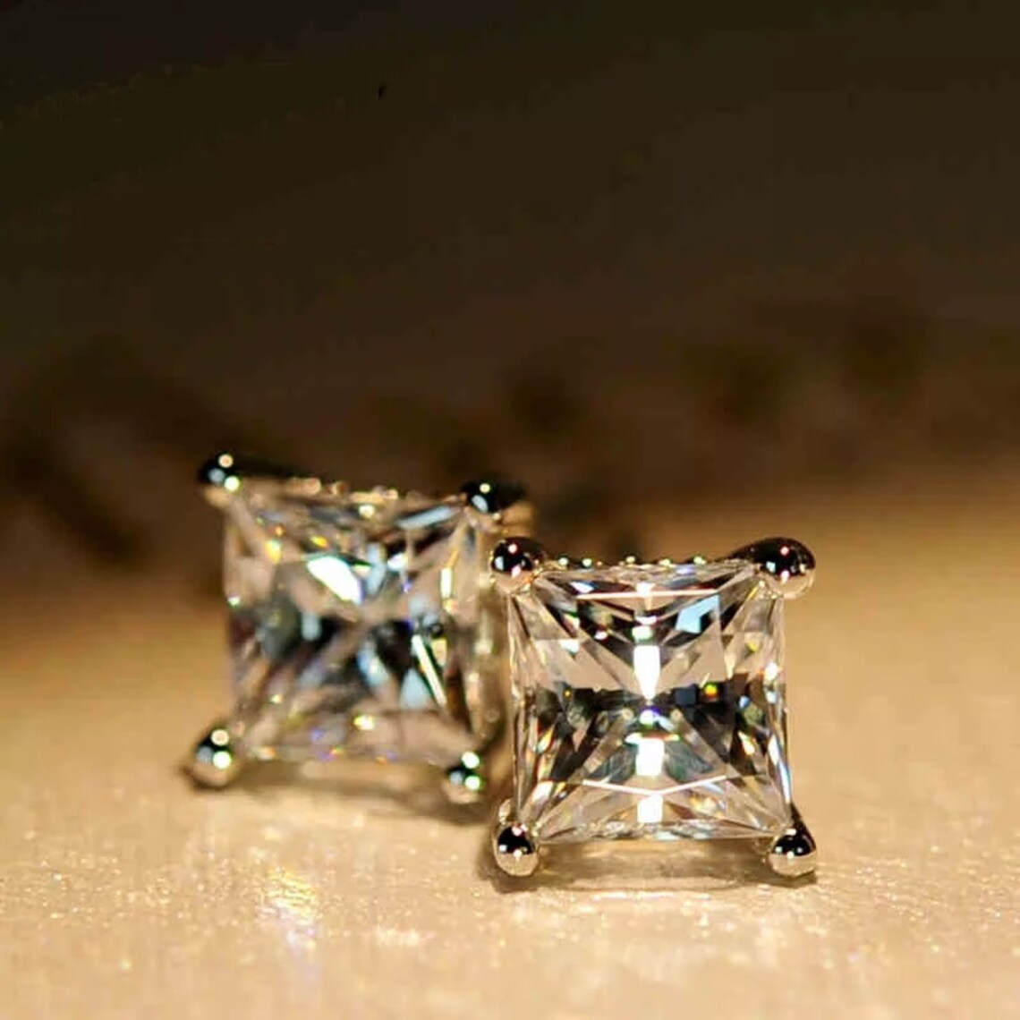 Natural Zircon Studs Earring 925 Sterling Silver Cubic Etsy