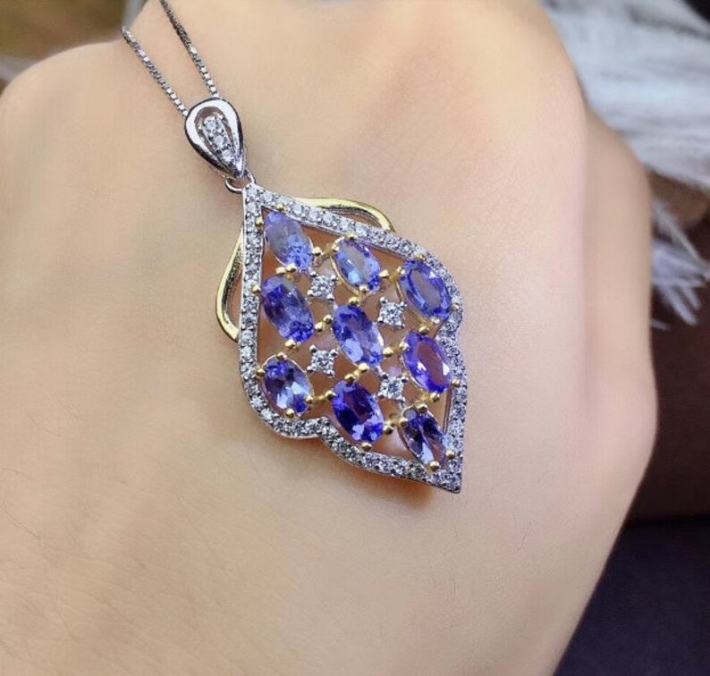 Oval Cut Pendent Woman Pendant Engagement Pendent Natural Tanzanite Pendant Tanzanite Silver Pendent Luxury Pendent Pendant Necklace