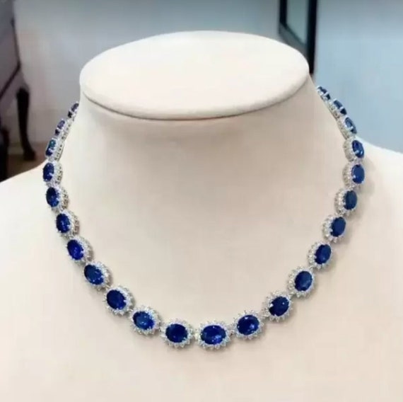 18K yellow gold teal sapphire pendant necklace vintage blue sapphire d –  PENFINE