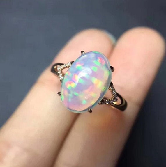 Fire Opal Ring for Women firefly Fire Opal Engagement Ring Flower Ring  Sterling Silver Ring October Birthstone Anniversary Ring - Etsy Israel
