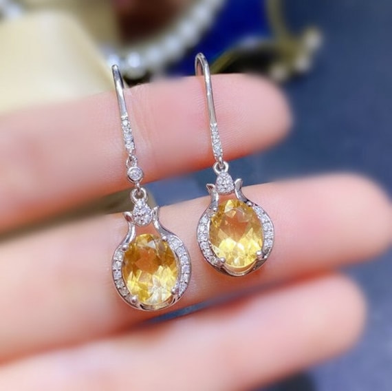 Citrine cheap earrings etsy