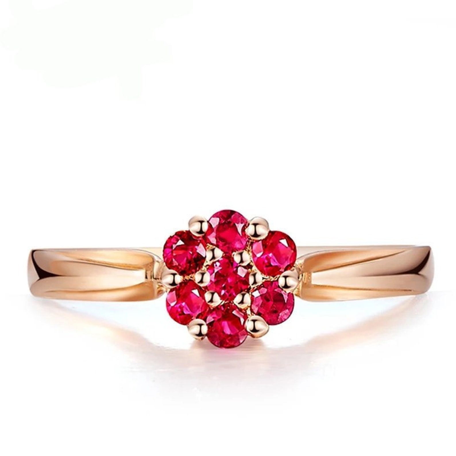 Natural Ruby Ring 18k Solid Rose Gold Engagement Ring - Etsy