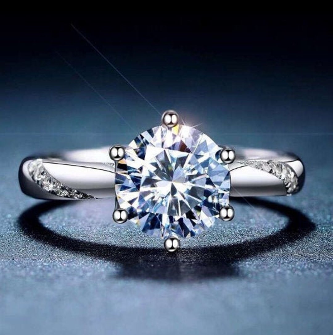 Moissanite Ring, 925 Sterling Silver, 1ct Moissanite Ring, Engagement ...