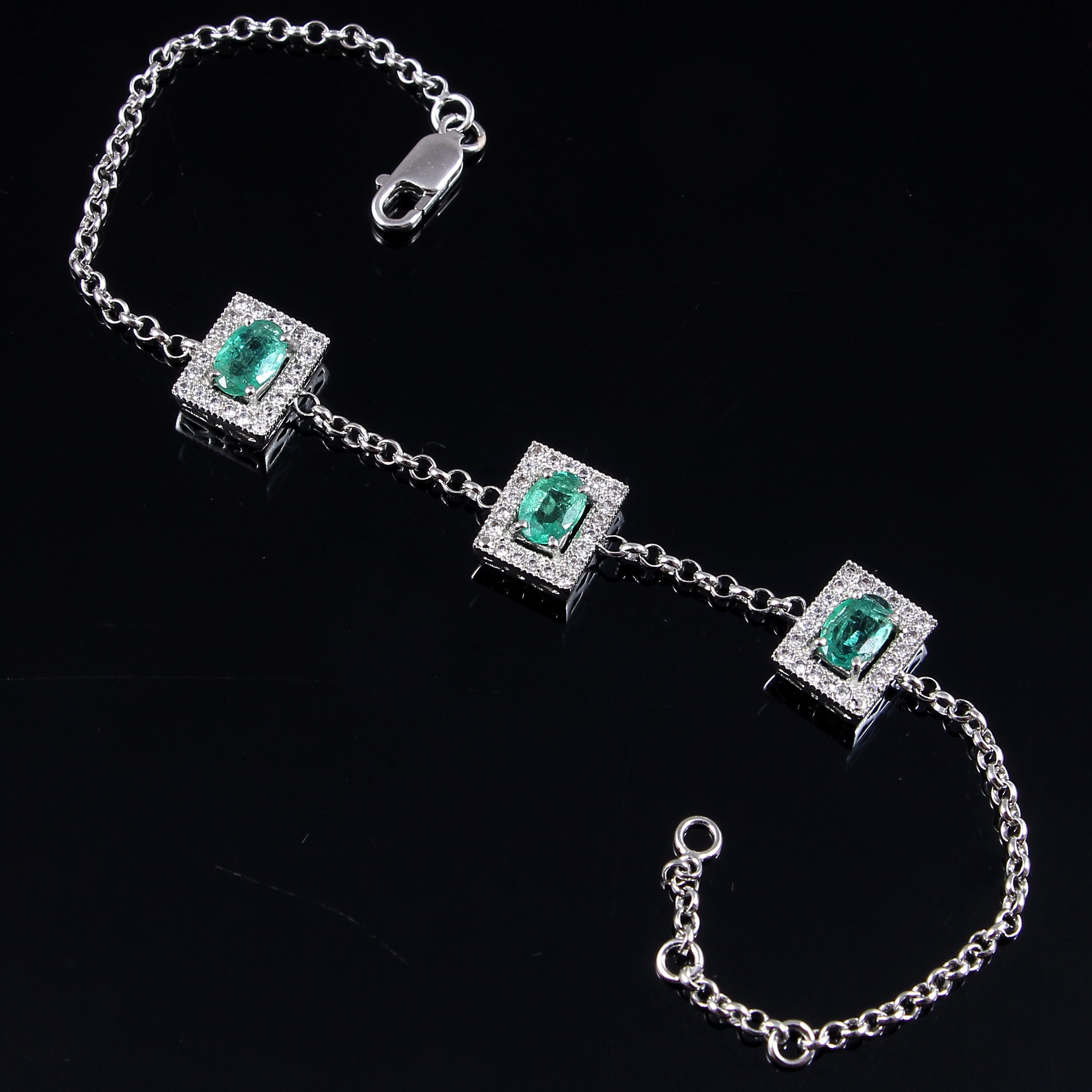 Natural Emerald Bracelet 925 Sterling Silver Emerald | Etsy