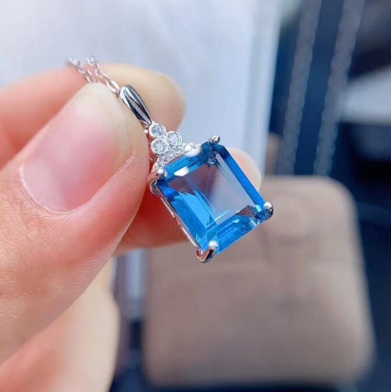 New Luxury Girl Jewelry Gifts Blue Topaz Gemstone Silver Women