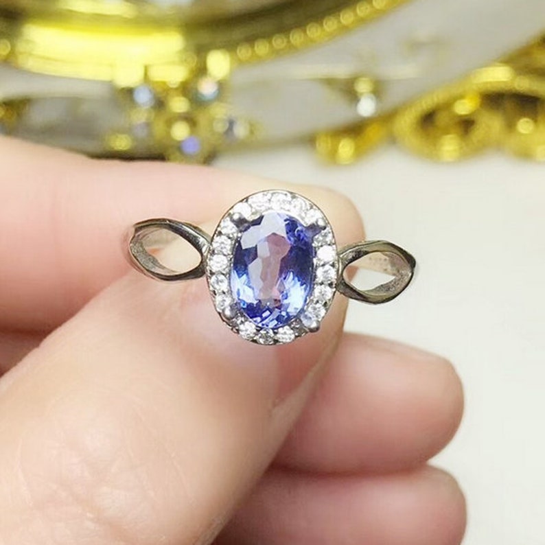 luxury Ring Oval cut Ring Natural Tanzanite Ring,925 Sterling Sliver,Engagement Ring,Wedding Ring solitaire Ring