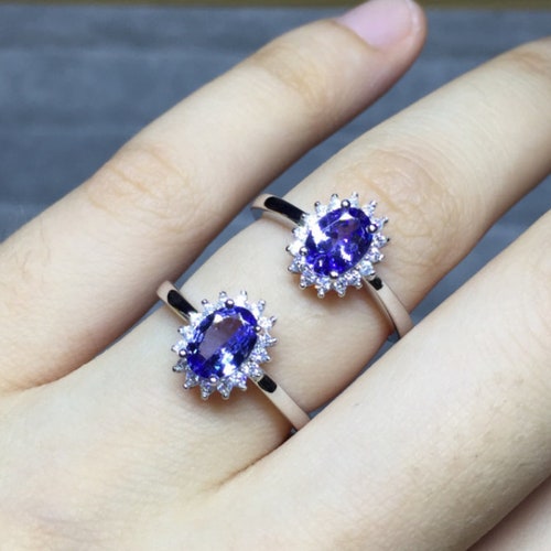 Natural Tanzanite Ring,925 Sterling shops Sliver,Engagement Ring,Wedding Ring, luxury Ring, soliture Ring,Ovel cut Ring