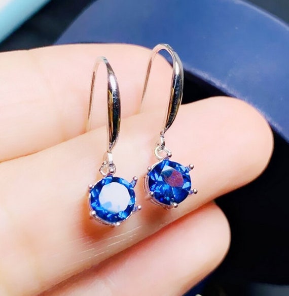 Buy Natural Blue Topaz Drop Earrings 925 Sterling Silver Drop