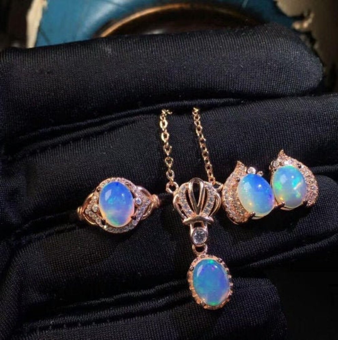 Opal ring and necklace hotsell set