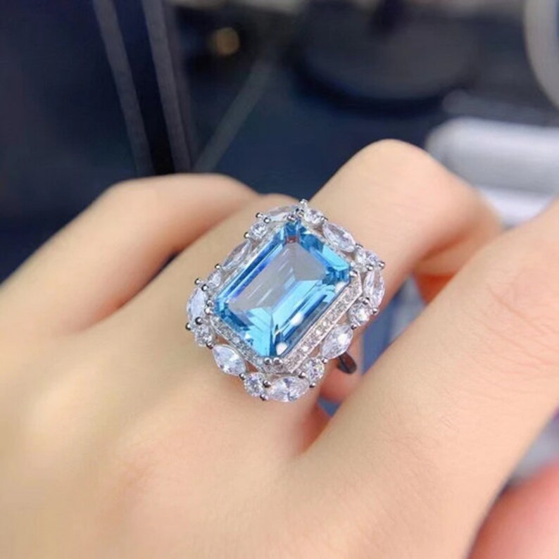 55Carat Natural Blue Topaz Ring - 925 Sterling Silver, Oval Cut, Customizable Women's Sizes 5-12