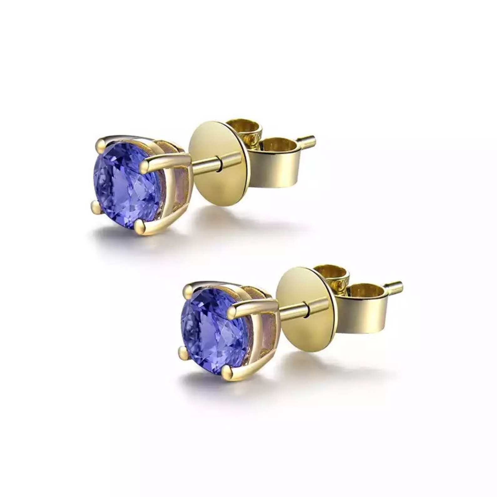 Gold Over Sterling Silver 1.0CT Natural Tanzanite Stud Earrings main image 1