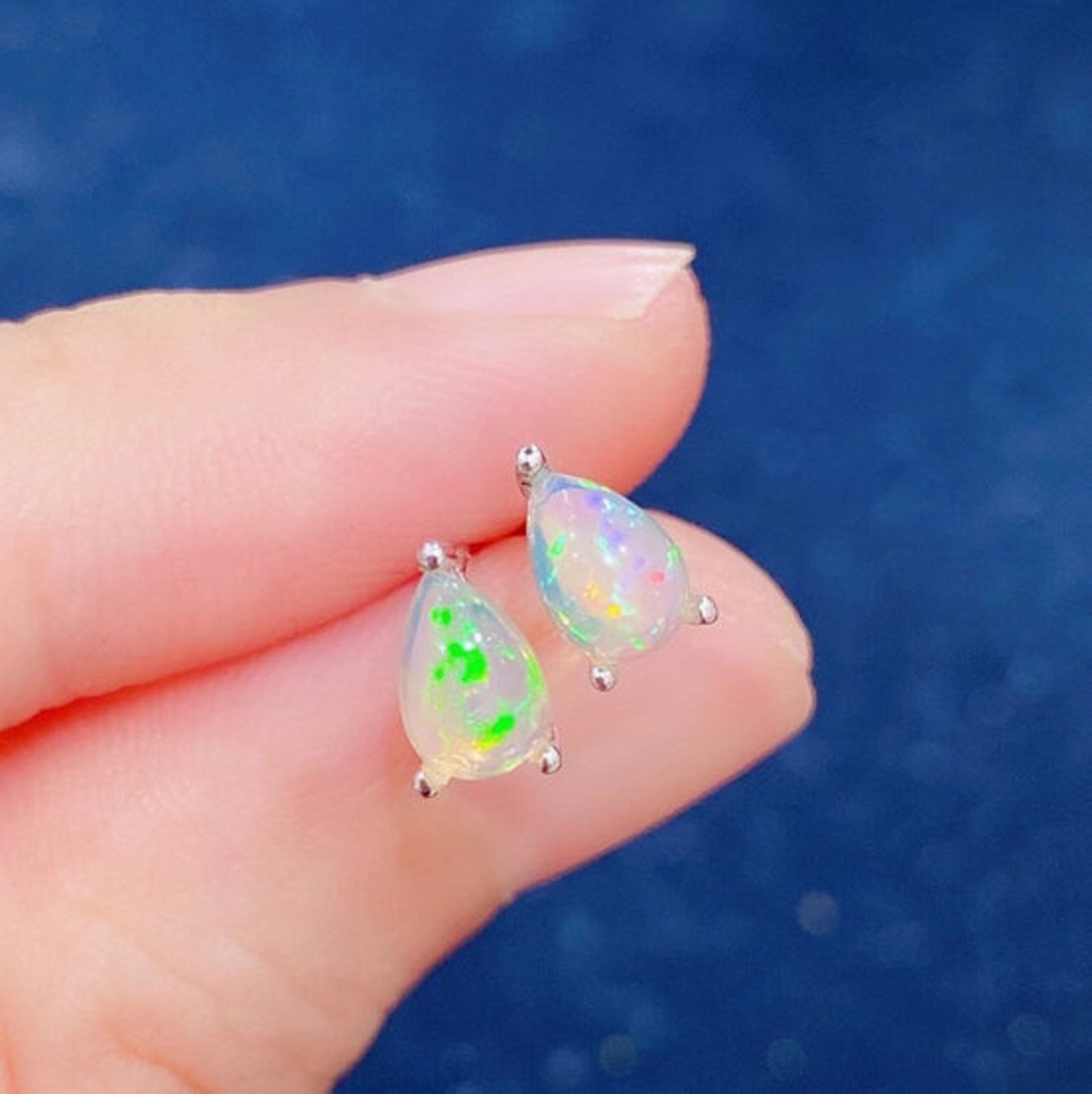 Natural Opal Studs Earrings 925 Sterling Silver Opal Studs Etsy UK