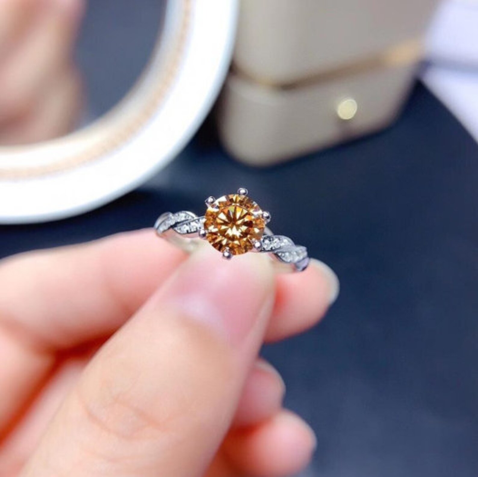 5 Carat Moissanite 925 Sterling Silver Ring in Banana Yellow main image 0