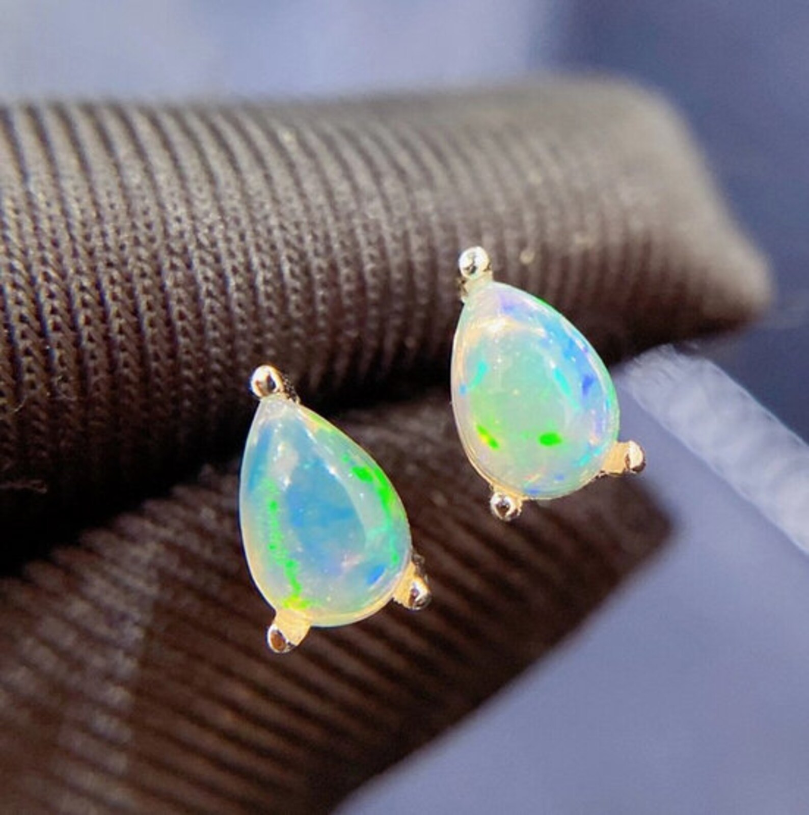 Natural Opal Studs Earrings 925 Sterling Silver Opal Studs Etsy UK