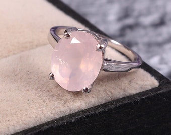 Natural Rose Quartz Ring, 925 Sterling Sliver, Rose Quartz Ring, Rose Quartz Engagement Ring, Wedding Ring, luxury Ring, Oval cut Ring