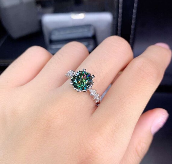 Green shop moissanite ring