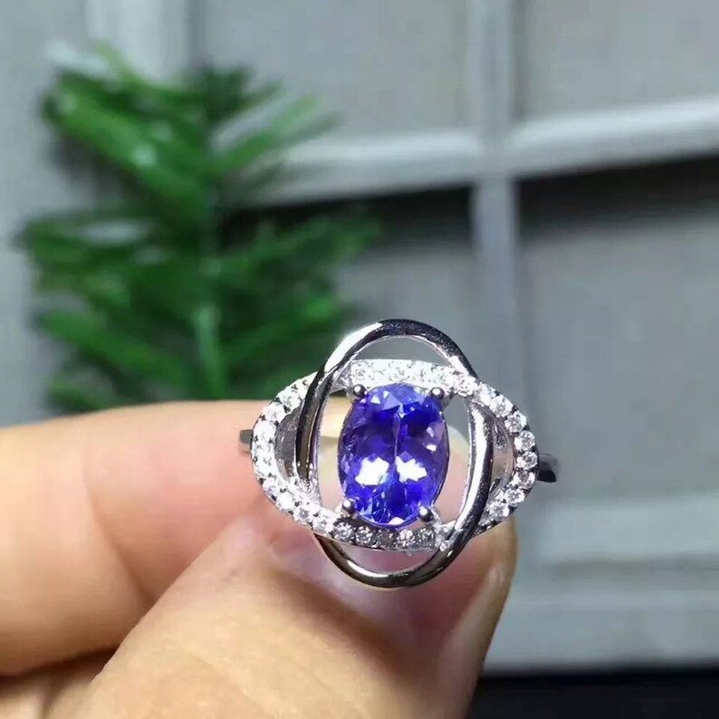Камень танзанит фото свойства и значение Natural Tanzanite Ring 925 Sterling Sliver Engagement Ring Etsy