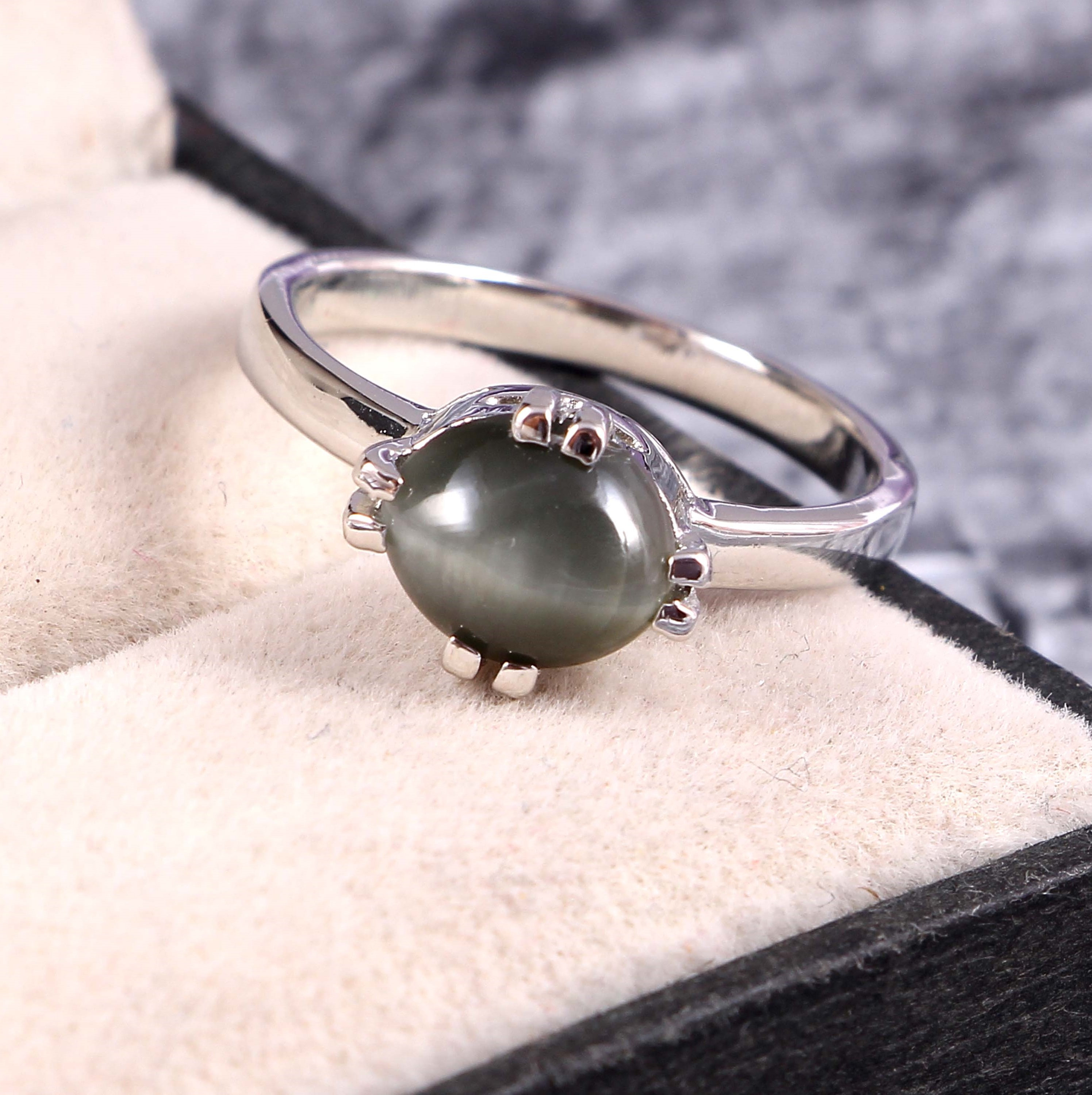 Natural Cats Eye Ring 925 Sterling Silver Cats Eye Etsy UK