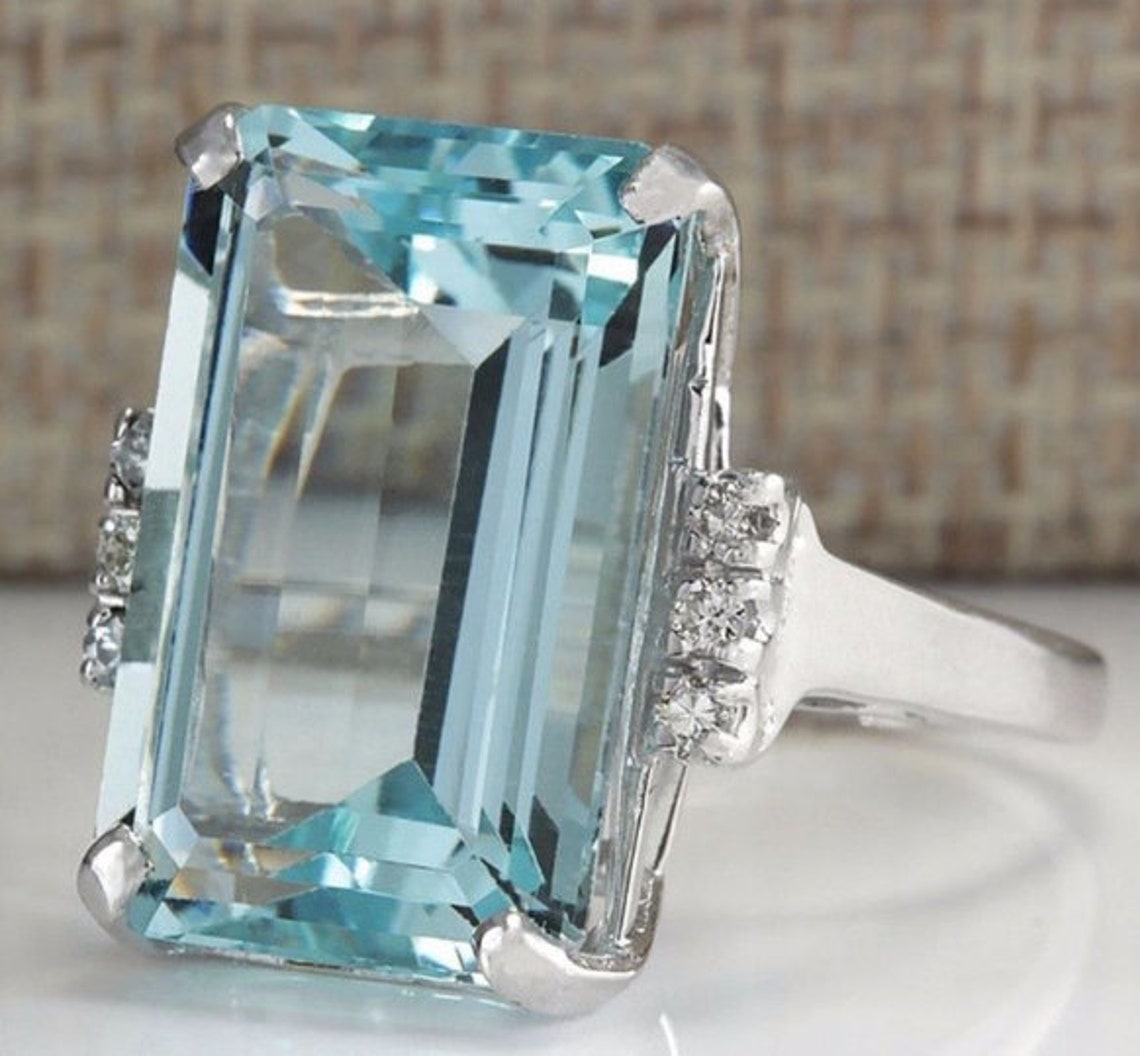 Aquamarine Woman Ring Aquamarine Ring 925 Sterling Silver Etsy Australia