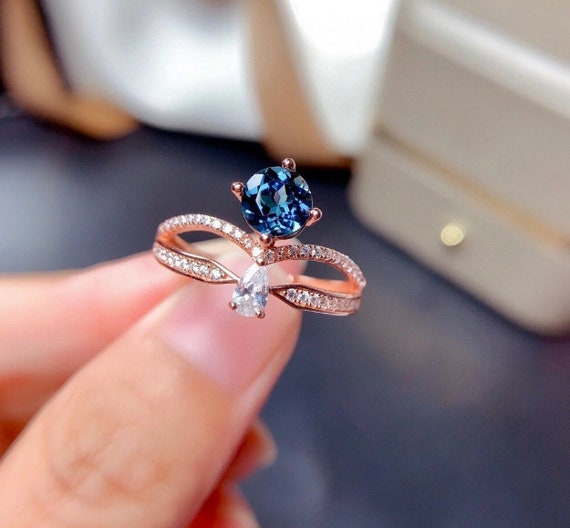 Buy Blue Topaz Ring, Oval Shape Blue Topaz Ring, Blue Topaz Promise Ring,  Ring for Women, Gold Ring Online in India - Etsy