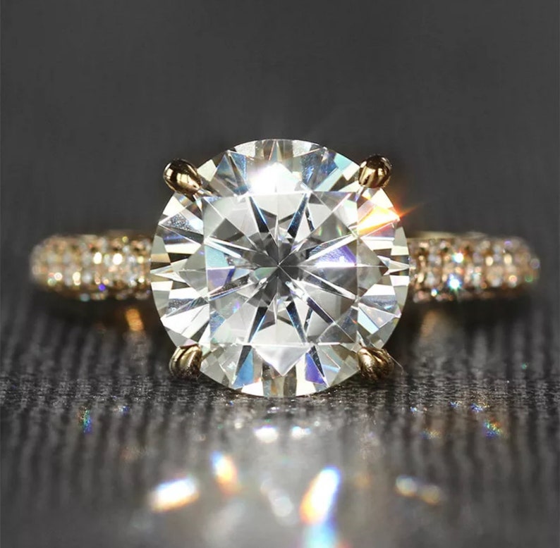 Moissanite Ring 14k Yellow Gold 4ct Moissanite Ring Etsy